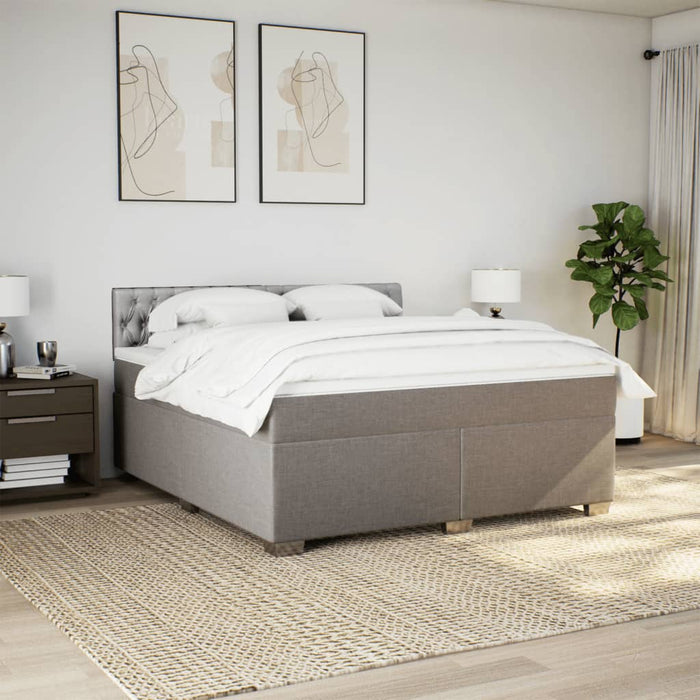 Pat continental cu saltea, gri taupe, 180x200 cm, textil - WALTI WALTI