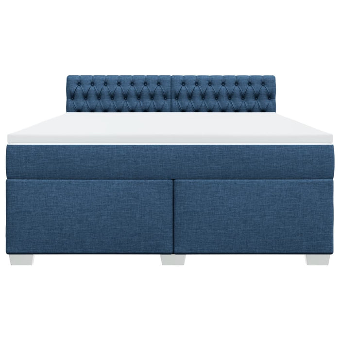 Pat box spring cu saltea, albastru, 180x200 cm, material textil WALTI