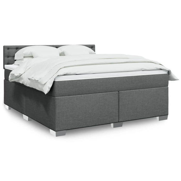 Pat box spring cu saltea, gri închis, 180x200 cm, textil - WALTI WALTI