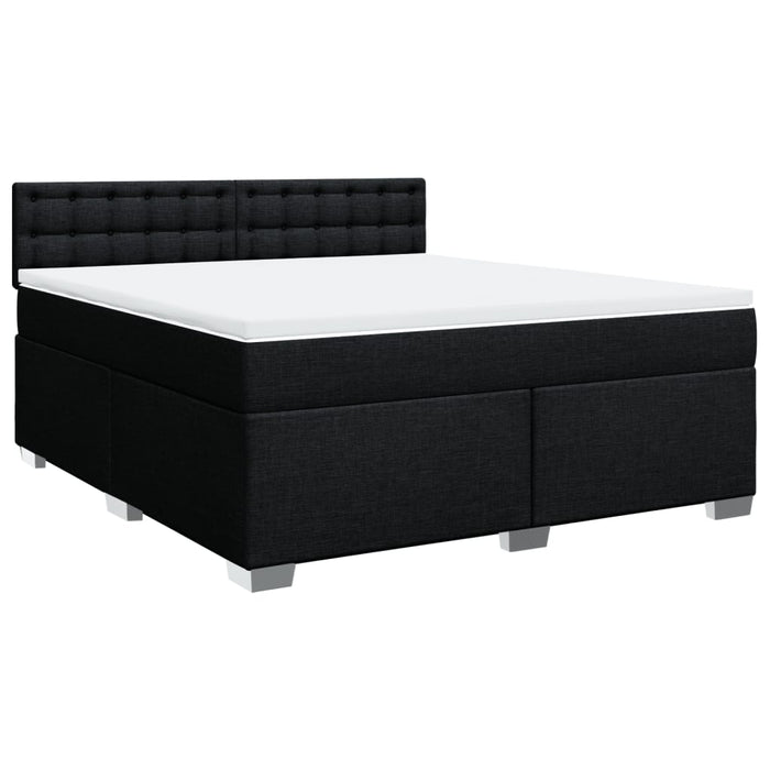 Pat box spring cu saltea, negru, 180x200 cm, catifea WALTI