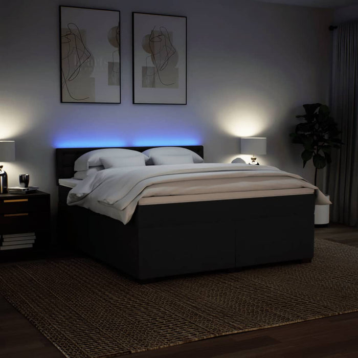 Pat box spring cu saltea, negru, 180x200 cm, catifea WALTI