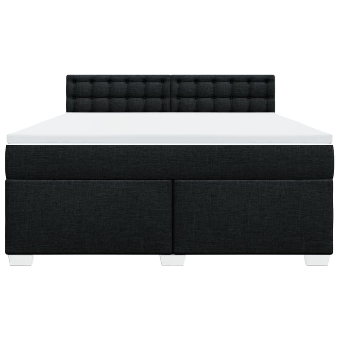 Pat box spring cu saltea, negru, 180x200 cm, catifea WALTI