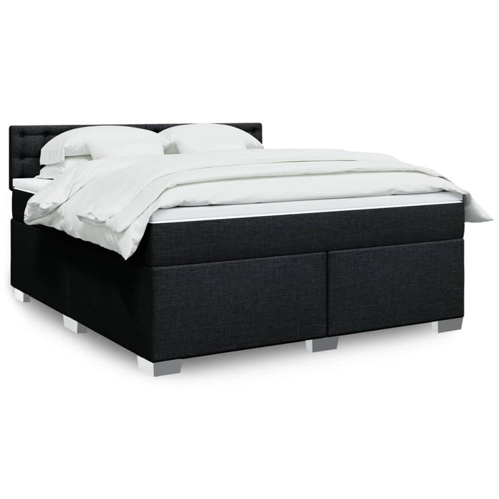 Pat box spring cu saltea, negru, 180x200 cm, catifea WALTI