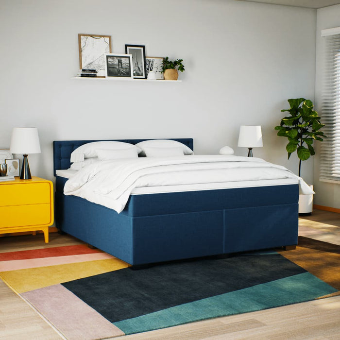 Pat box spring cu saltea, albastru, 180x200 cm, material textil - WALTI WALTI