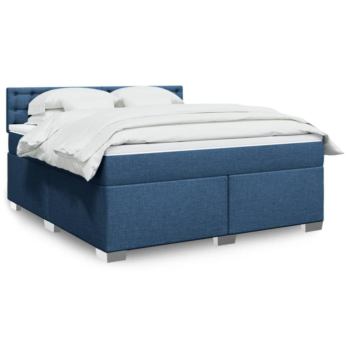 Pat box spring cu saltea, albastru, 180x200 cm, material textil - WALTI WALTI