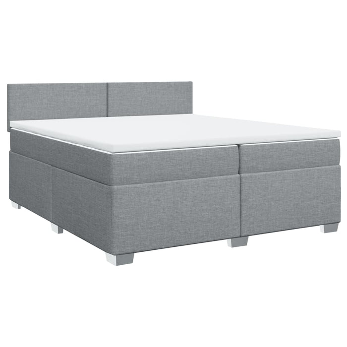 Pat box spring cu saltea, gri deschis, 200x200 cm, textil - WALTI WALTI