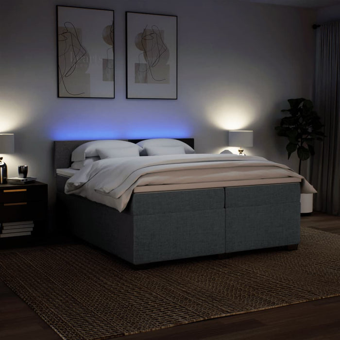 Pat box spring cu saltea, gri închis, 200x200 cm, textil - WALTI WALTI