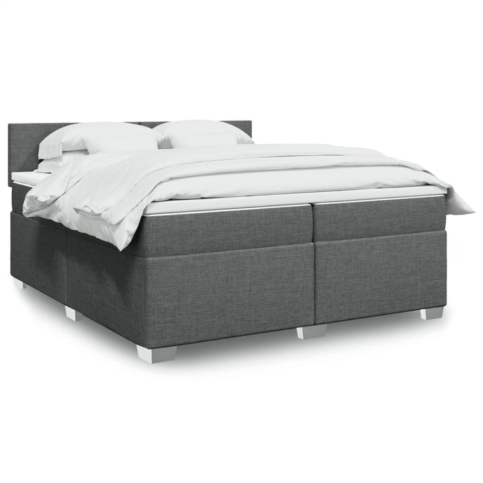 Pat box spring cu saltea, gri închis, 200x200 cm, textil - WALTI WALTI