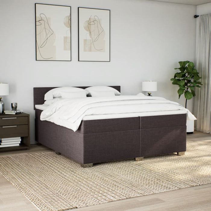 Pat box spring cu saltea, maro închis, 200x200 cm, textil - WALTI WALTI
