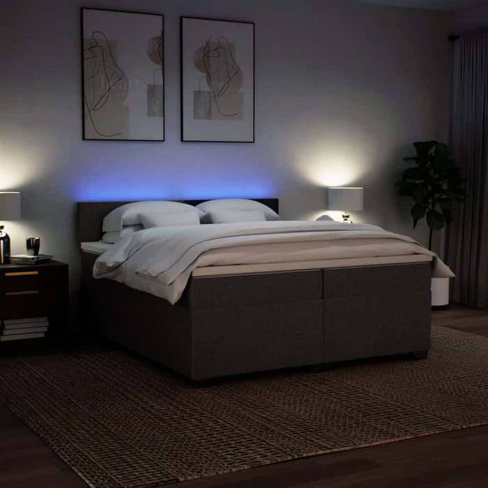 Pat box spring cu saltea, maro închis, 200x200 cm, textil - WALTI WALTI