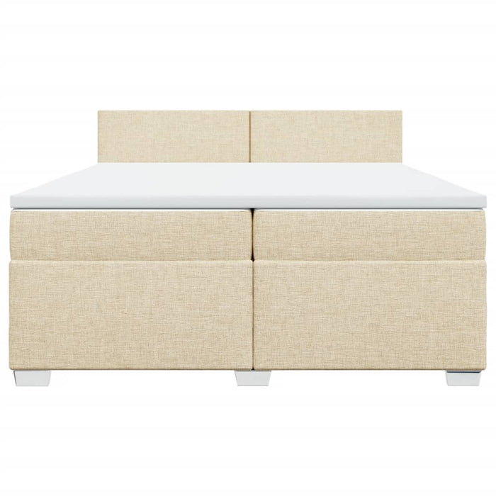 Pat box spring cu saltea, crem, 200x200 cm, textil - WALTI WALTI