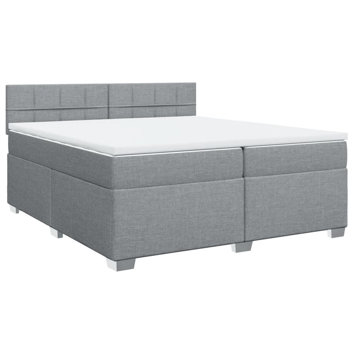 Pat box spring cu saltea, gri deschis, 200x200 cm, textil - WALTI WALTI