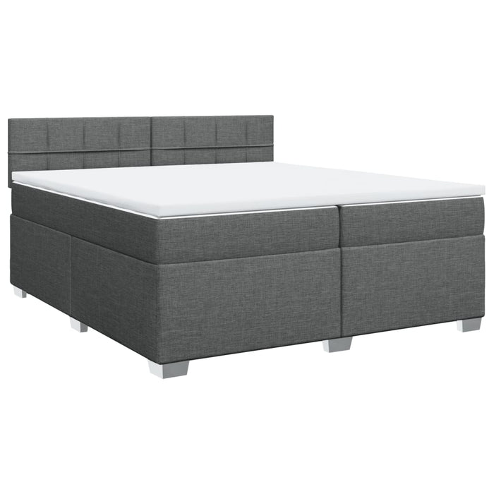 Pat box spring cu saltea, gri închis, 200x200 cm, textil - WALTI WALTI