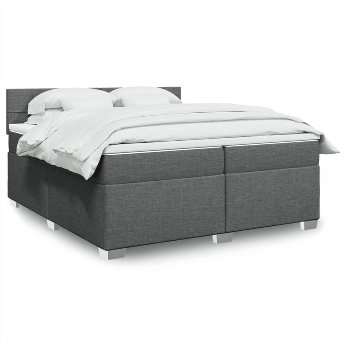 Pat box spring cu saltea, gri închis, 200x200 cm, textil - WALTI WALTI