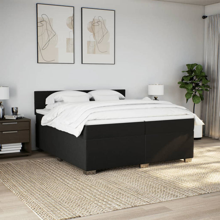 Pat box spring cu saltea, negru, 200x200 cm, textil - WALTI WALTI