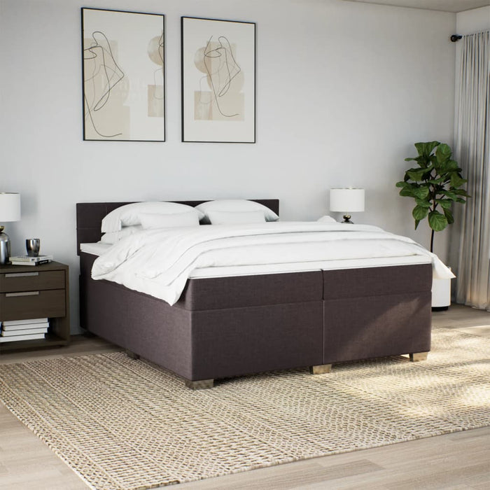 Pat box spring cu saltea, maro închis, 200x200 cm, textil - WALTI WALTI