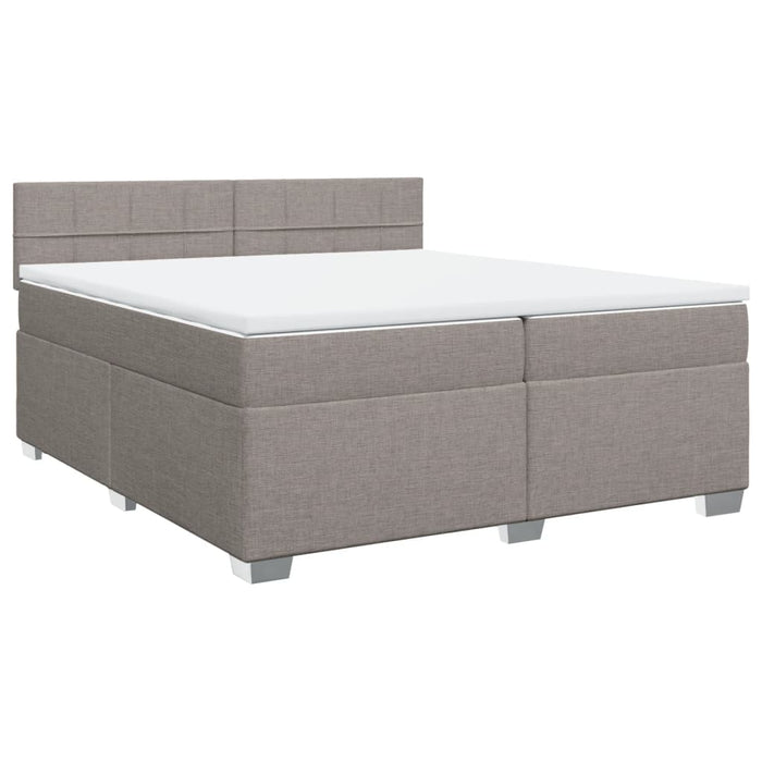 Pat box spring cu saltea, gri taupe, 200x200 cm, textil - WALTI WALTI
