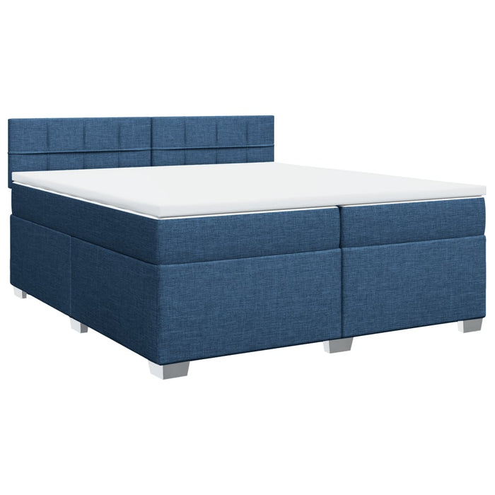 Pat box spring cu saltea, albastru, 200x200 cm, textil - WALTI WALTI