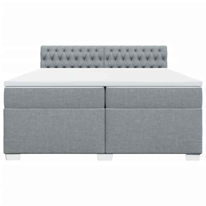 Pat box spring cu saltea, gri deschis, 200x200 cm, textil - WALTI WALTI