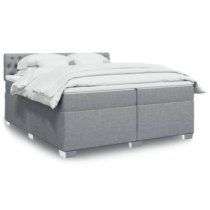 Pat box spring cu saltea, gri deschis, 200x200 cm, textil - WALTI WALTI