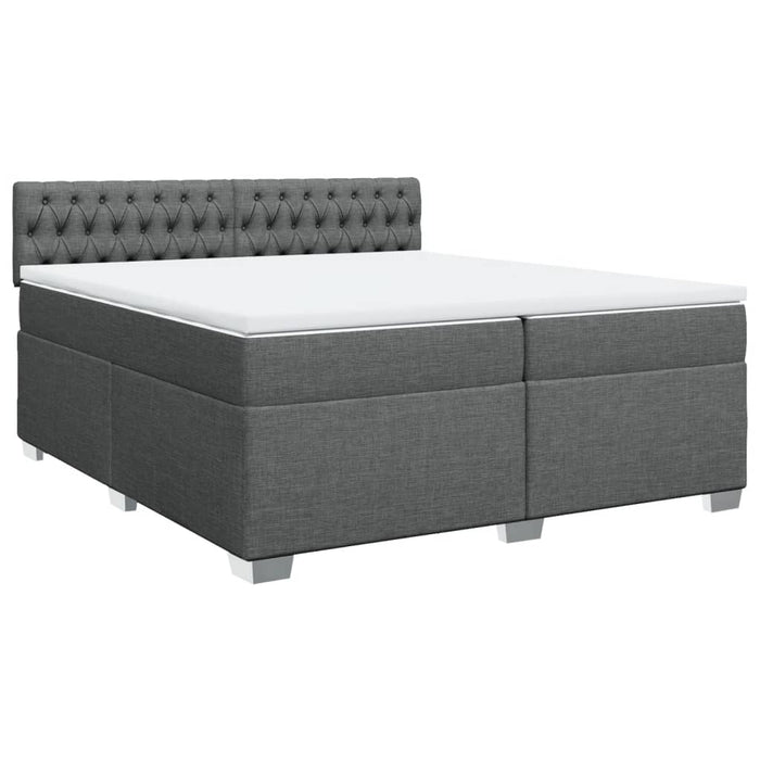 Pat box spring cu saltea, gri închis, 200x200 cm, textil - WALTI WALTI