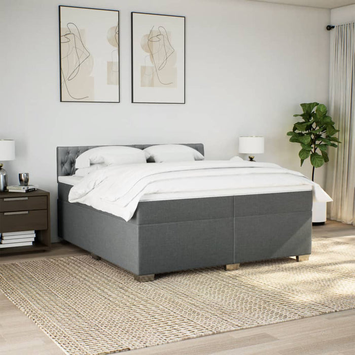Pat box spring cu saltea, gri închis, 200x200 cm, textil - WALTI WALTI