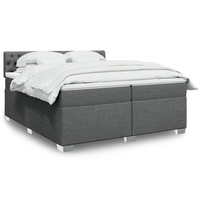 Pat box spring cu saltea, gri închis, 200x200 cm, textil - WALTI WALTI