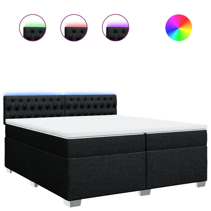 Pat box spring cu saltea, negru, 200x200 cm, textil - WALTI WALTI
