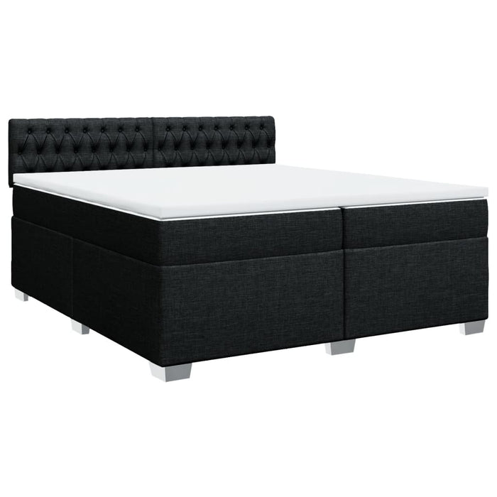 Pat box spring cu saltea, negru, 200x200 cm, textil - WALTI WALTI