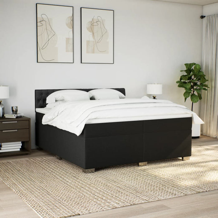 Pat box spring cu saltea, negru, 200x200 cm, textil - WALTI WALTI