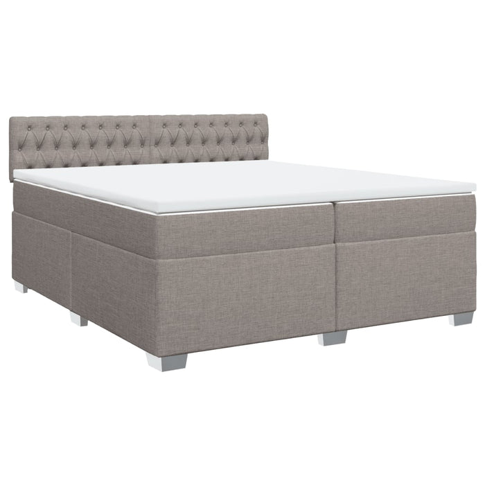 Pat box spring cu saltea, gri taupe, 200x200 cm, textil - WALTI WALTI