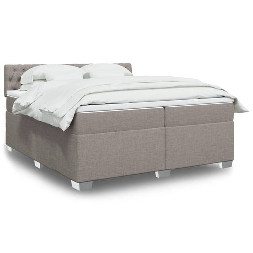 Pat box spring cu saltea, gri taupe, 200x200 cm, textil - WALTI WALTI