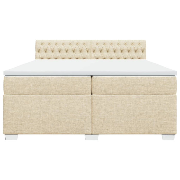 Pat box spring cu saltea, crem, 200x200 cm, textil - WALTI WALTI