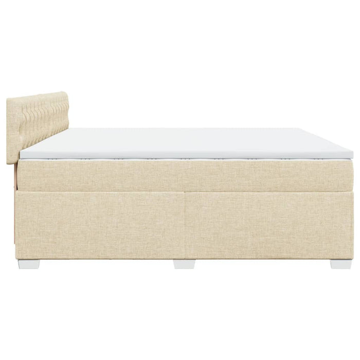 Pat box spring cu saltea, crem, 200x200 cm, textil - WALTI WALTI