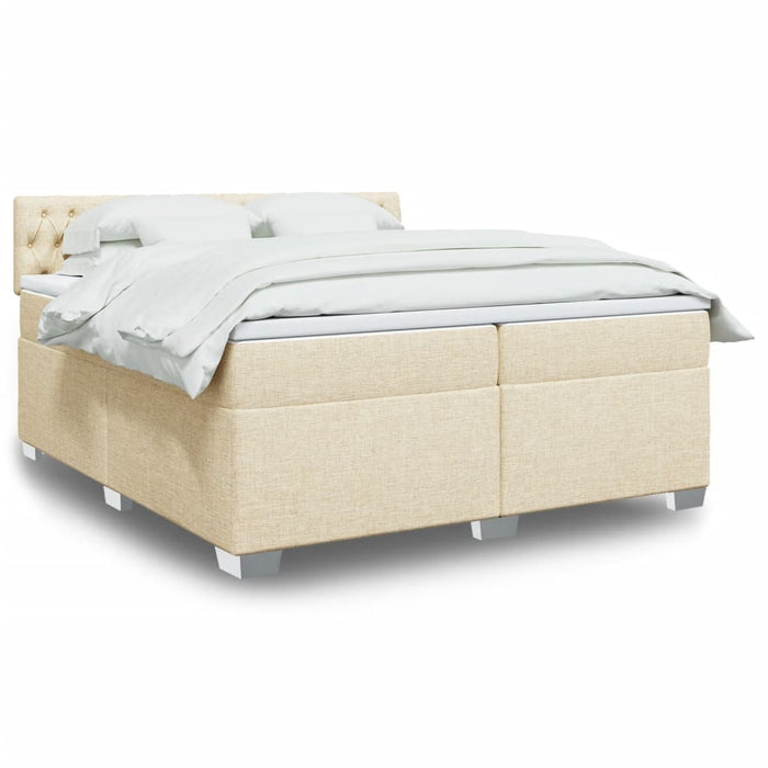 Pat box spring cu saltea, crem, 200x200 cm, textil - WALTI WALTI