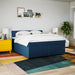 Pat box spring cu saltea, albastru, 200x200 cm, textil - WALTI WALTI
