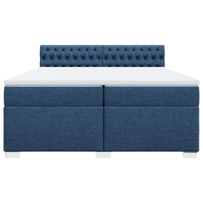 Pat box spring cu saltea, albastru, 200x200 cm, textil - WALTI WALTI