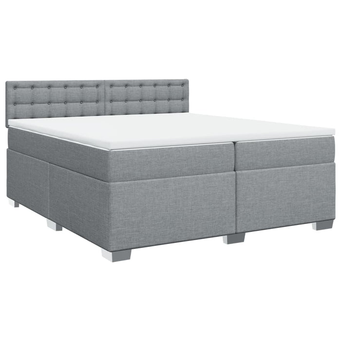 Pat box spring cu saltea, gri deschis, 200x200 cm, textil - WALTI WALTI