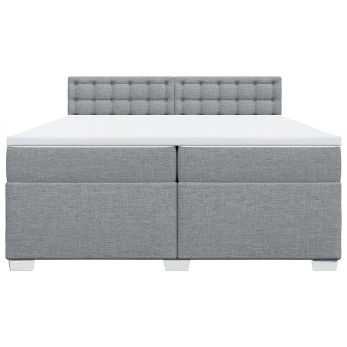 Pat box spring cu saltea, gri deschis, 200x200 cm, textil - WALTI WALTI