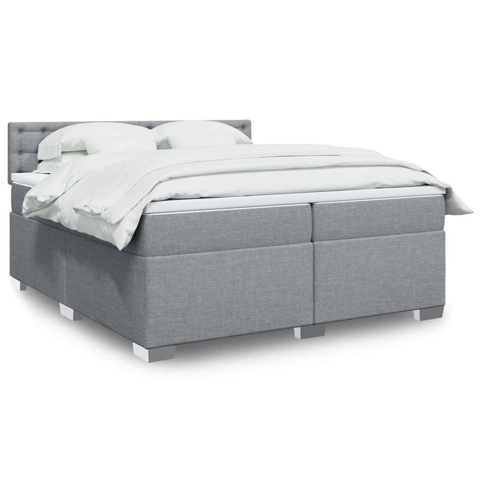 Pat box spring cu saltea, gri deschis, 200x200 cm, textil - WALTI WALTI