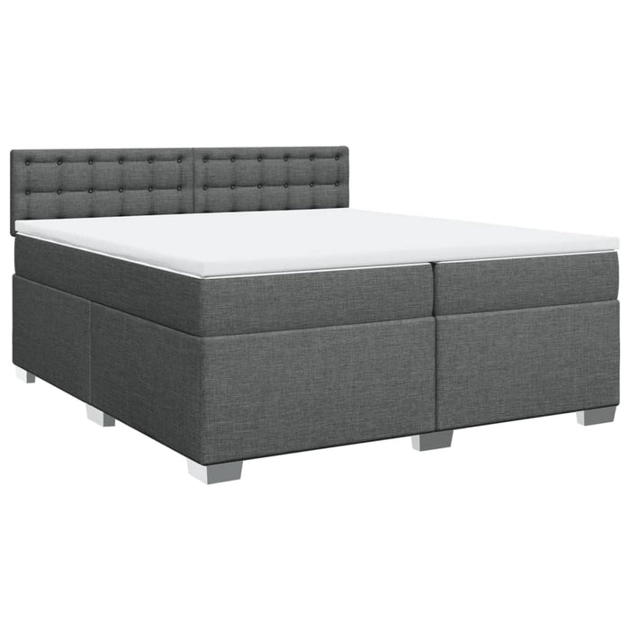 Pat box spring cu saltea, gri închis, 200x200 cm, textil - WALTI WALTI