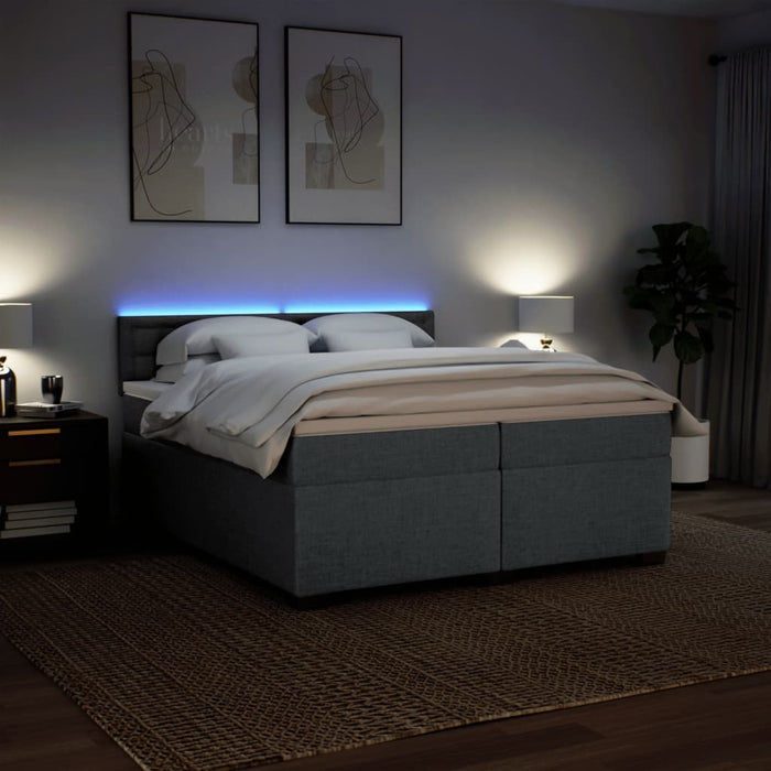 Pat box spring cu saltea, gri închis, 200x200 cm, textil - WALTI WALTI