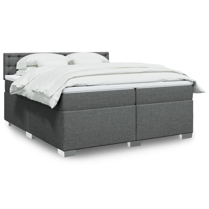 Pat box spring cu saltea, gri închis, 200x200 cm, textil - WALTI WALTI