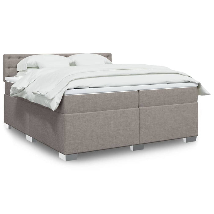 Pat box spring cu saltea, gri taupe, 200x200 cm, textil - WALTI WALTI