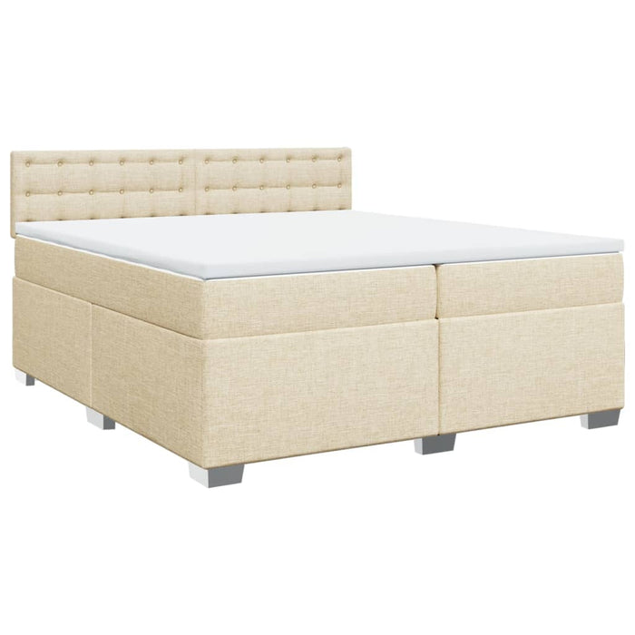 Pat box spring cu saltea, crem, 200x200 cm, textil WALTI
