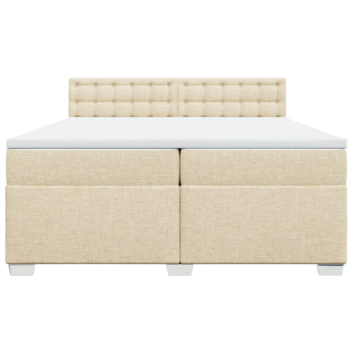 Pat box spring cu saltea, crem, 200x200 cm, textil WALTI
