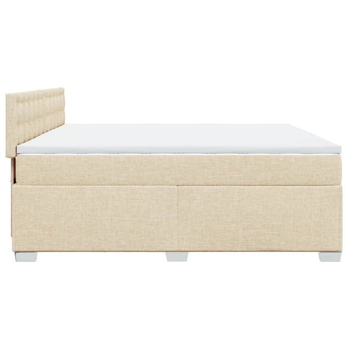 Pat box spring cu saltea, crem, 200x200 cm, textil WALTI