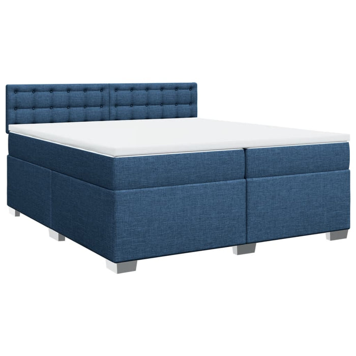 Pat box spring cu saltea, albastru, 200x200 cm, textil - WALTI WALTI
