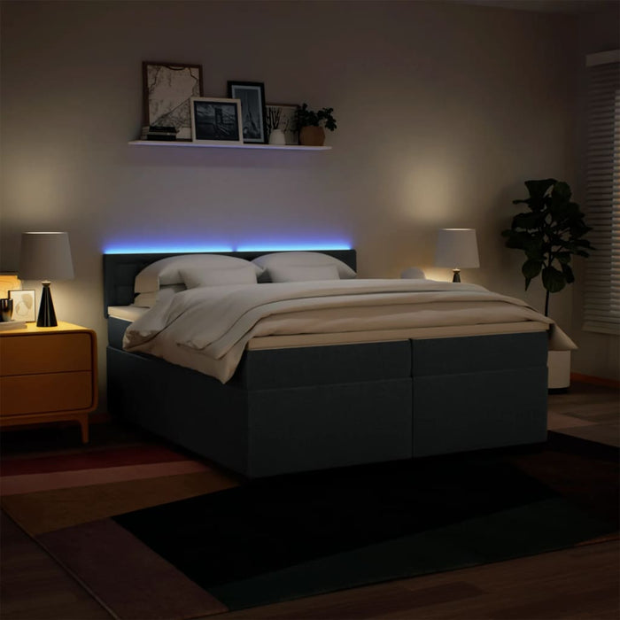 Pat box spring cu saltea, albastru, 200x200 cm, textil - WALTI WALTI