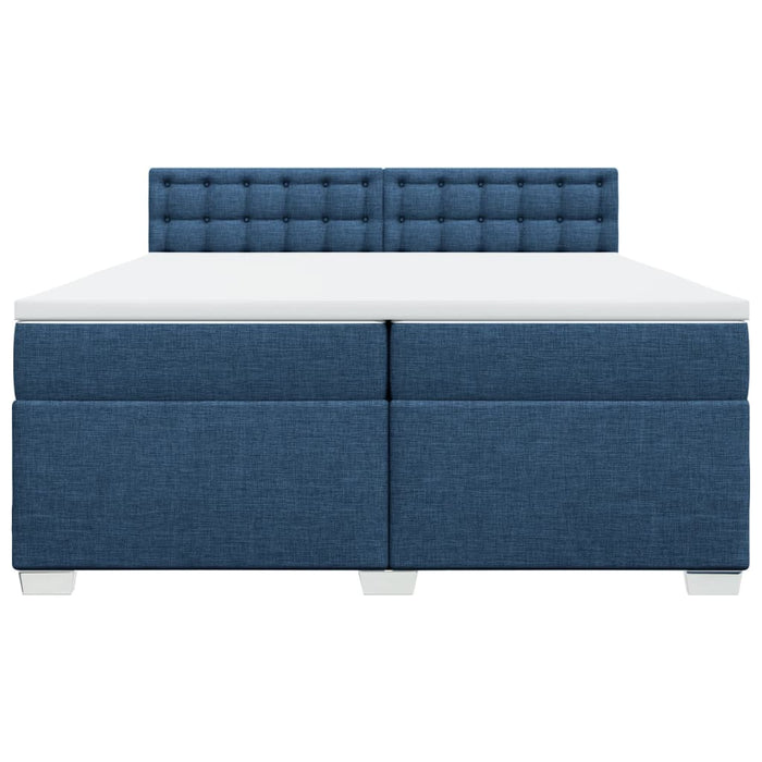 Pat box spring cu saltea, albastru, 200x200 cm, textil - WALTI WALTI
